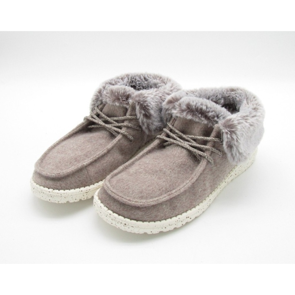 Hey Dude Britt Chocolate Furry Top Lace Up Sneaker Shoes Womens Sz 8 NWOB - Picture 3 of 10